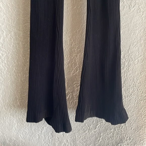 ASOS black ribbed flared leggings petit small size US 0 UK 4, - Picture 2 of 4